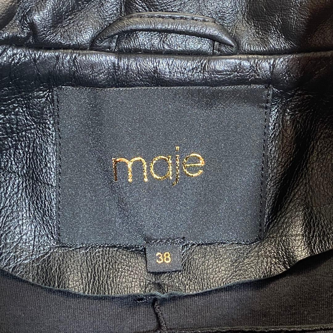 未使用級♡maje ラムレザー ダブルライダースジャケット シープスキン