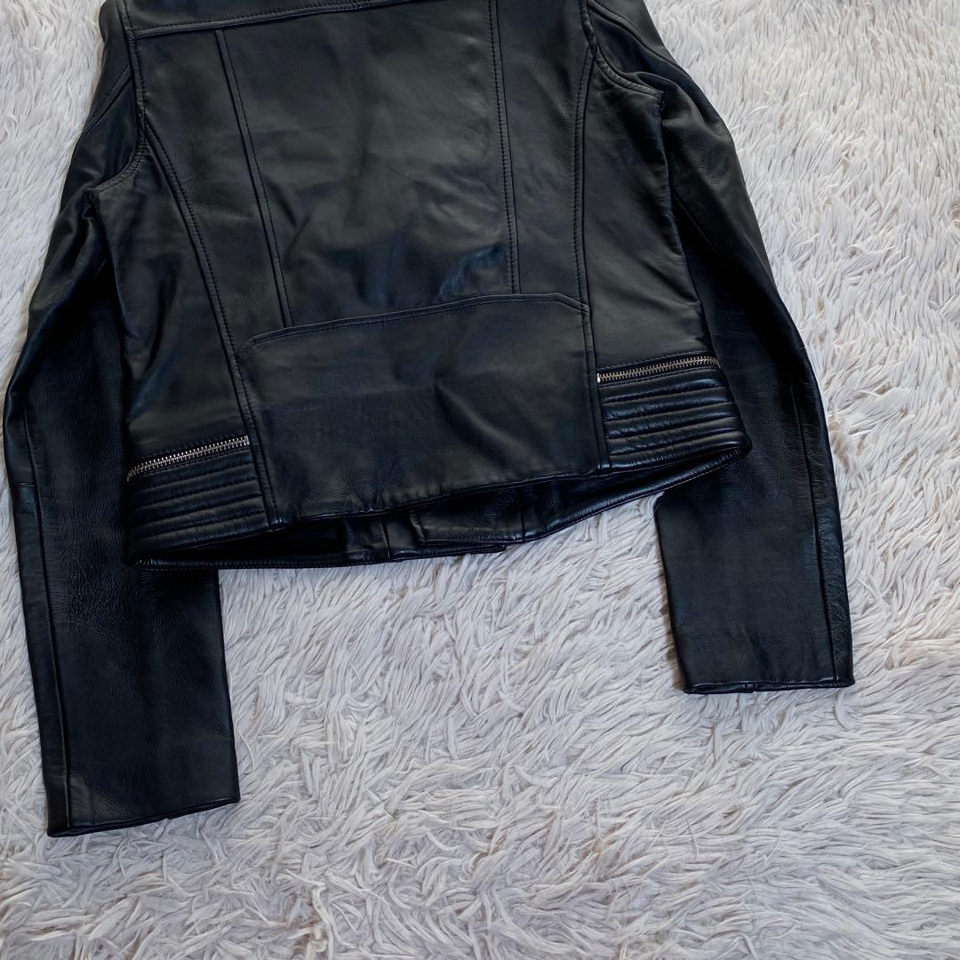 未使用級♡maje ラムレザー ダブルライダースジャケット シープスキン