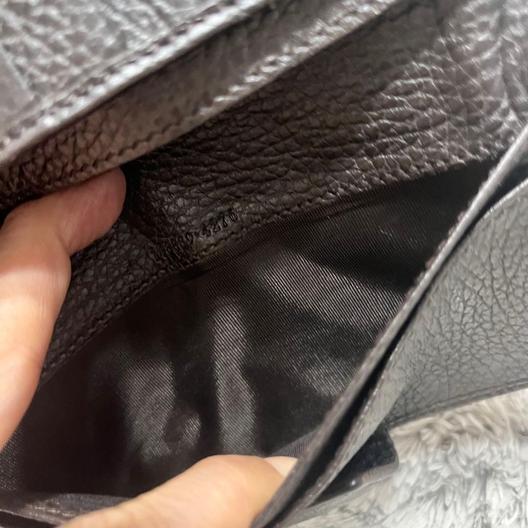 美品✨GUCCI マキシ　財布　GGキャンバス シボ　ダークブラウン　Wホック