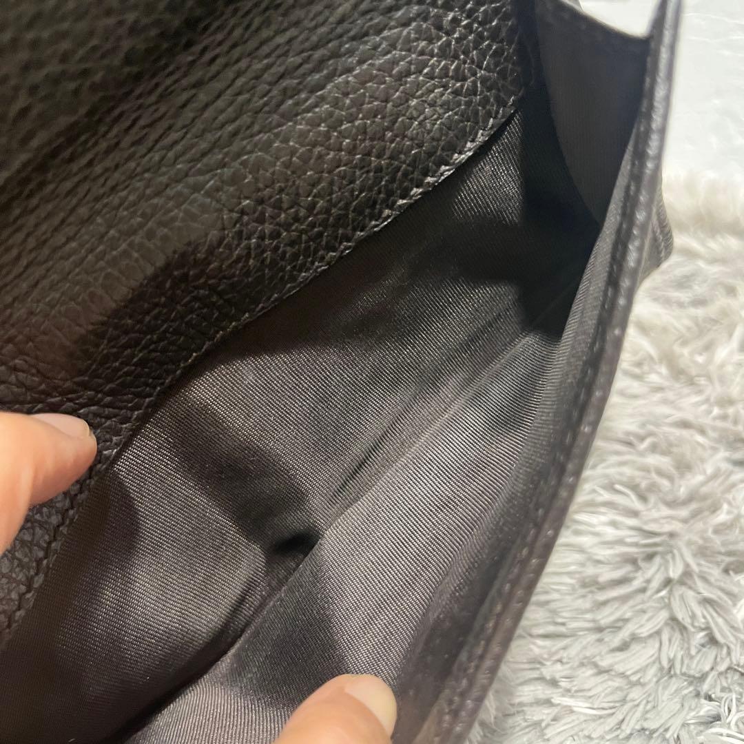 美品✨GUCCI マキシ　財布　GGキャンバス シボ　ダークブラウン　Wホック