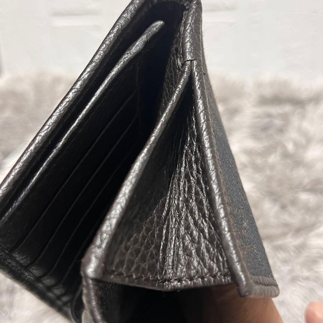 美品✨GUCCI マキシ　財布　GGキャンバス シボ　ダークブラウン　Wホック