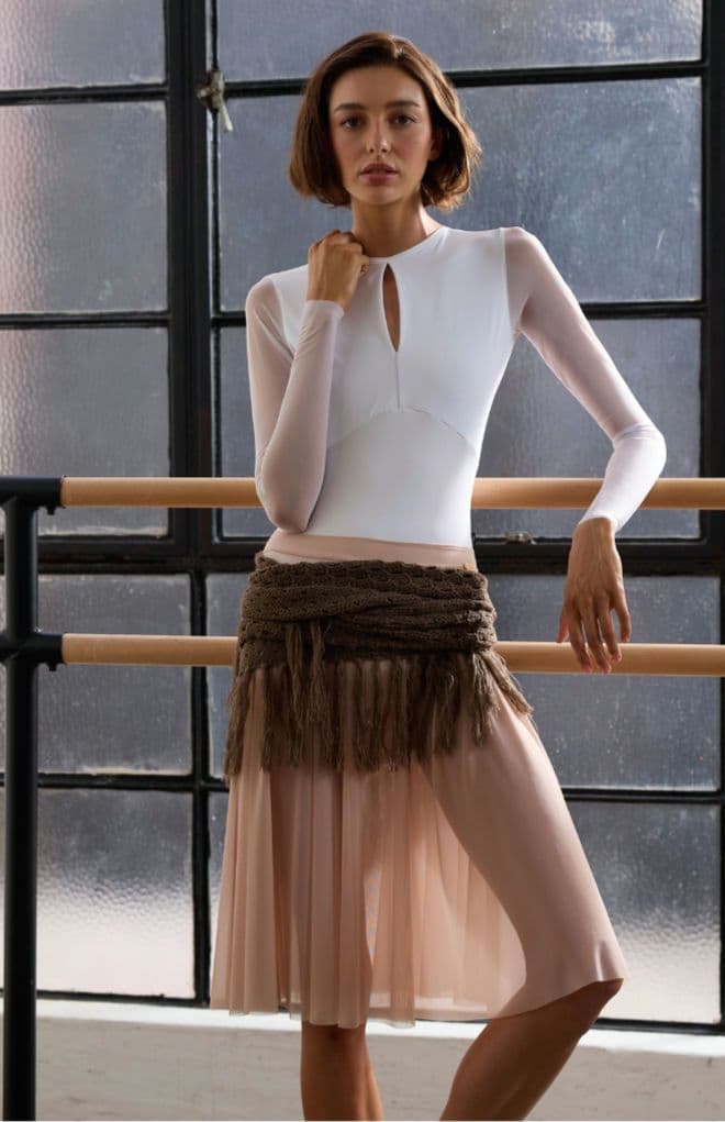 【新品未使用】BODILE　長袖　白　レオタード　OLIVIA S/Mサイズ