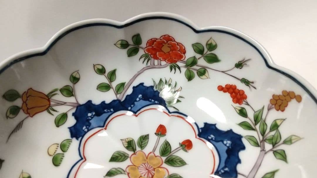 源右衛門窯 染錦草花文 向付け 鉢 猪口 2客組 未使用品