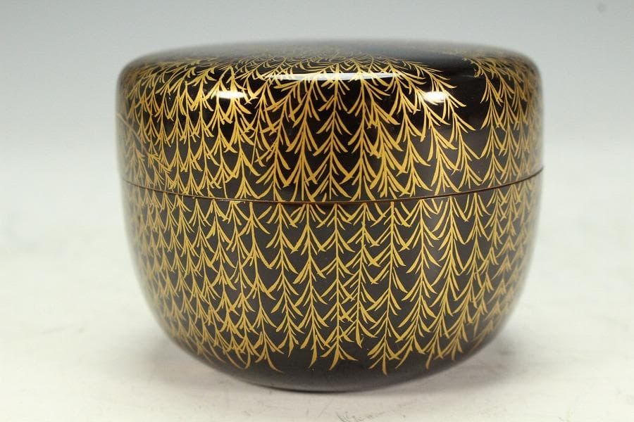 茶道具 時代 柳蒔絵 平棗(K-A650)