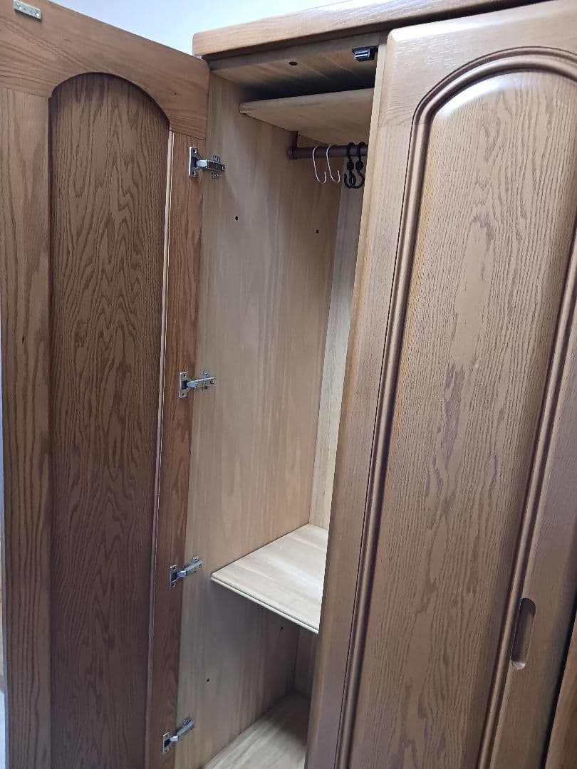 【美品】3ドア木製タンス ブラウン