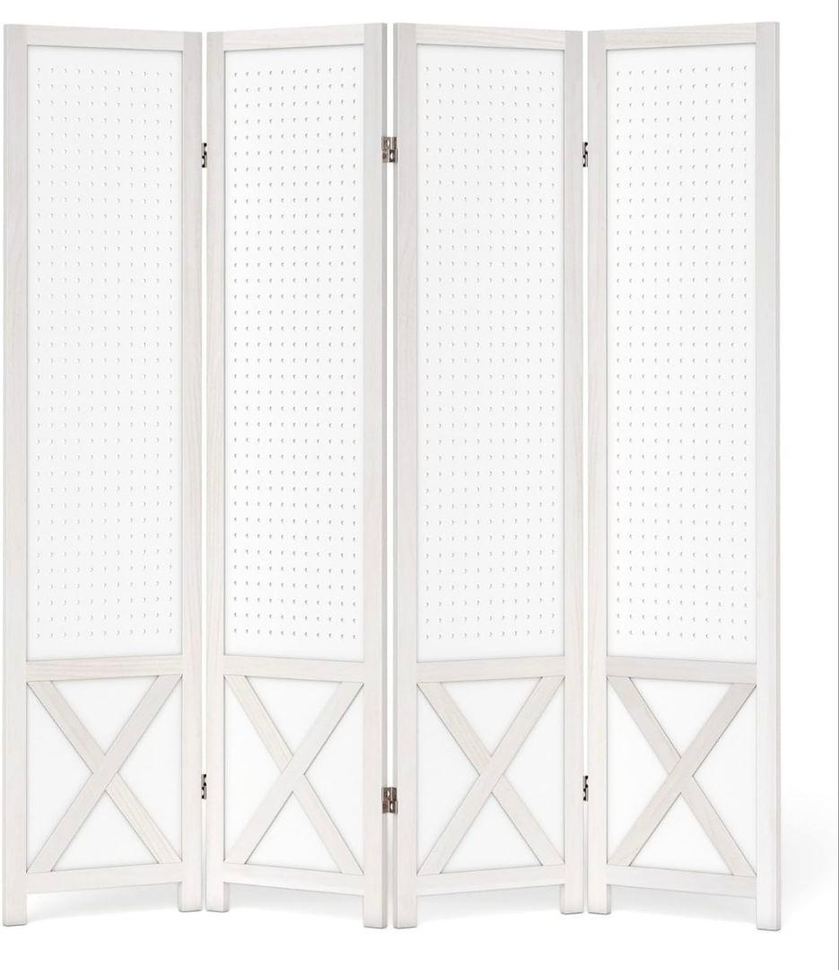 パーテーション 間仕切り 木製 透かし彫り 4連 幅162cm 高さ170cm