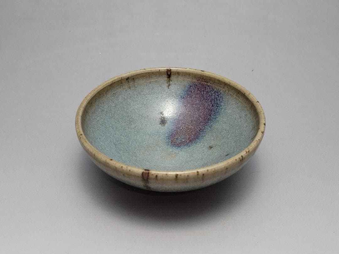 天藍釉 均窯 紅斑窯変 茶杯 宋元時代 幅約9cm