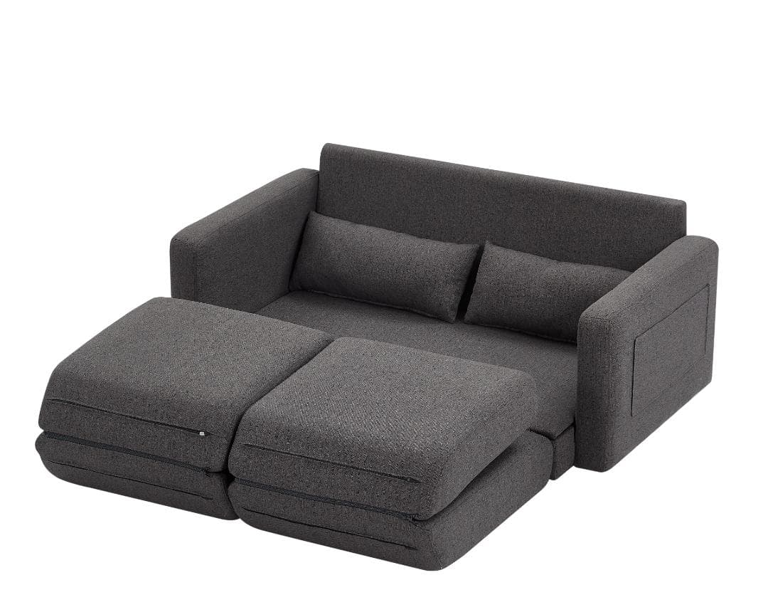 【新品】収納付き2人掛けソファ 木脚着脱可能 コンパクト