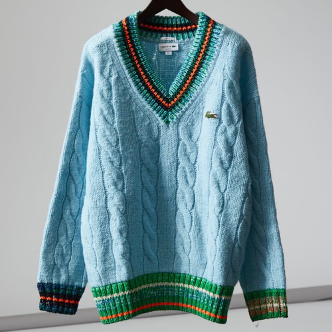 ラコステ デコラティブリブニット ティルデンセーター　チルデンニット　Vネック