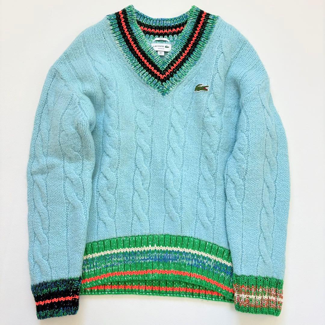 ラコステ デコラティブリブニット ティルデンセーター　チルデンニット　Vネック