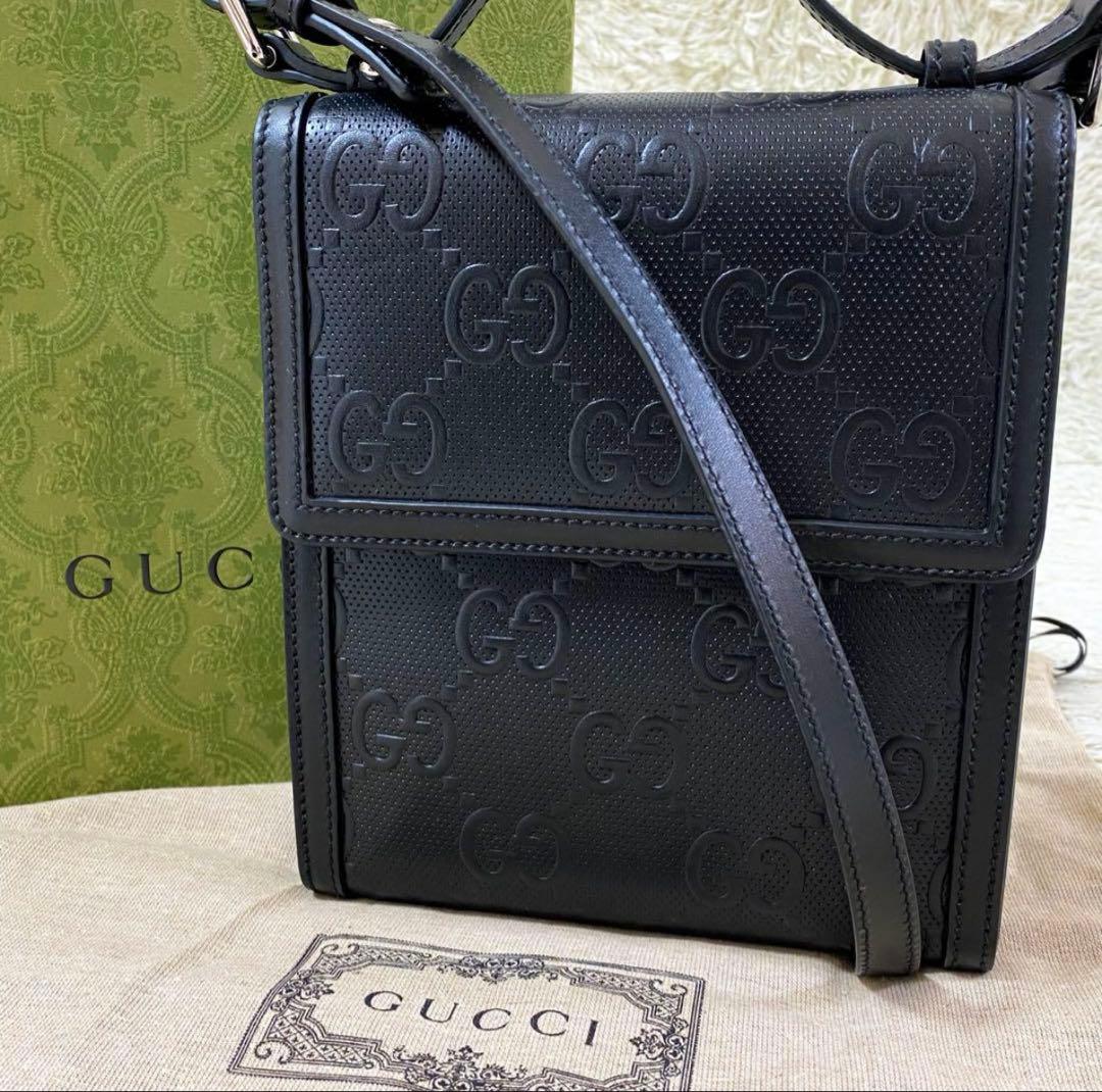 【新品同様】グッチ メッセンジャーバッグ サコッシュ ユニセックス 黒