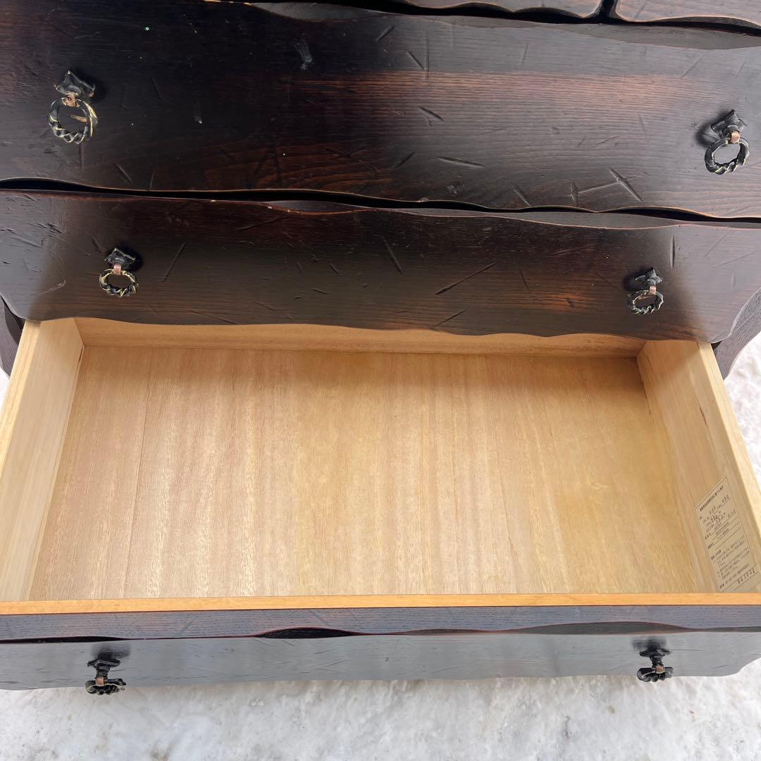 【表面キハダ材】レトロ 4段 箪笥 ハセガワ製 アンティーク調 収納家具