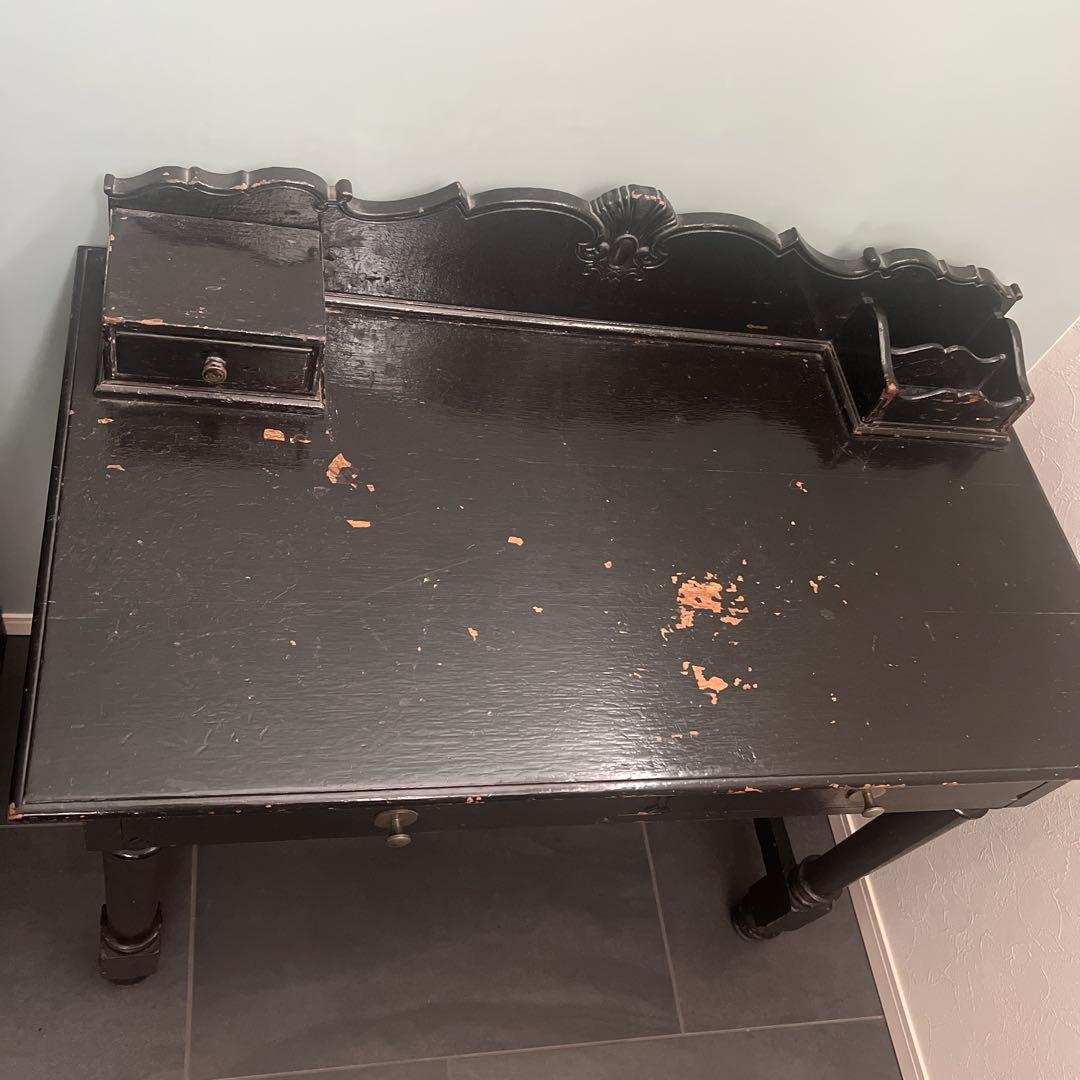 貴重　大正時代のアンティーク机黒文机 引き出し3つ付き