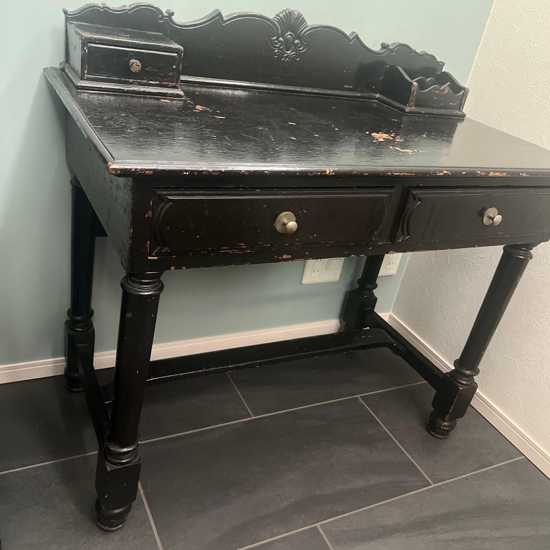 貴重　大正時代のアンティーク机黒文机 引き出し3つ付き