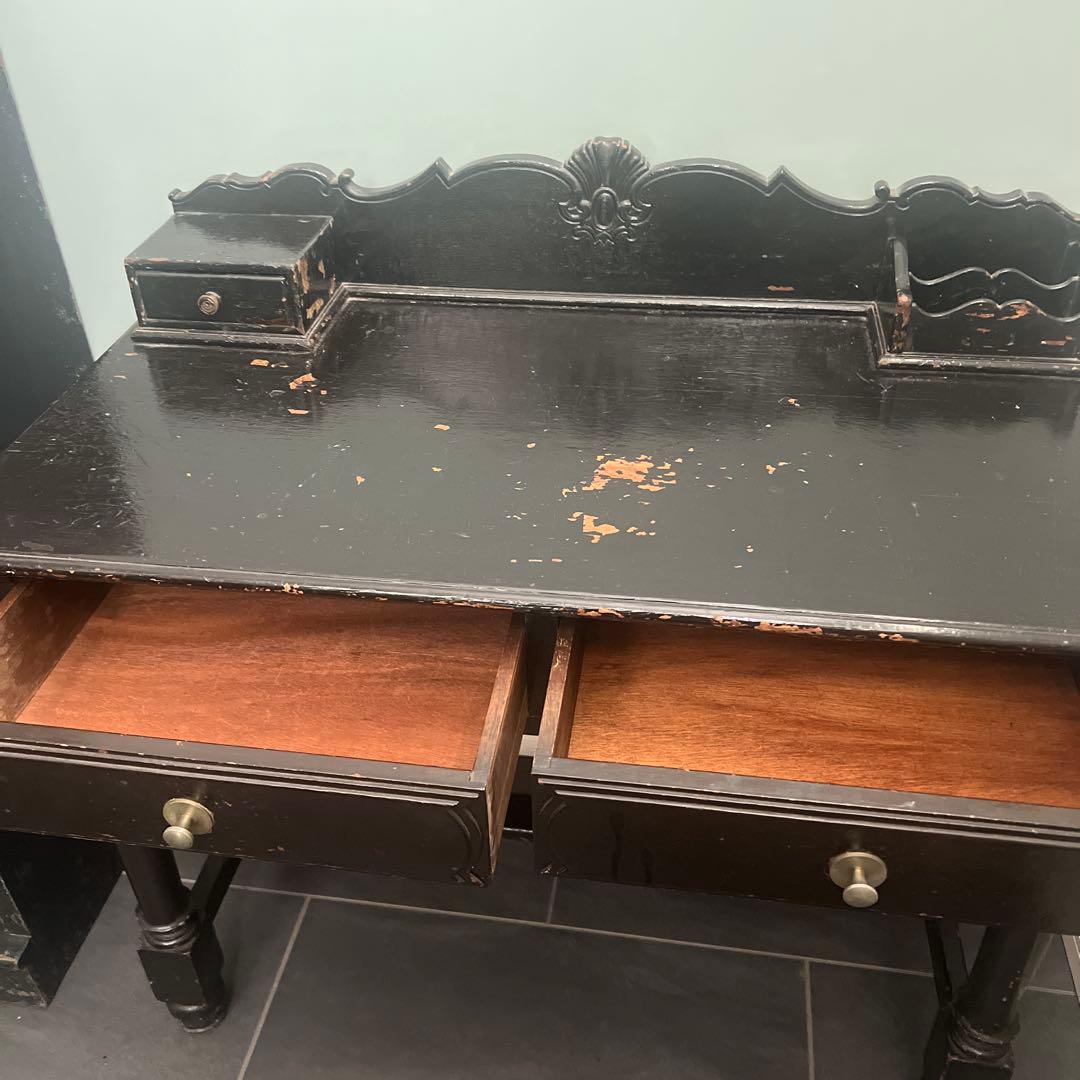 貴重　大正時代のアンティーク机黒文机 引き出し3つ付き