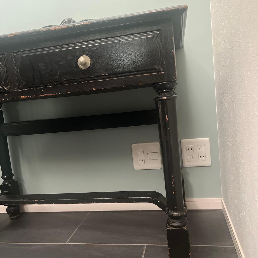 貴重　大正時代のアンティーク机黒文机 引き出し3つ付き