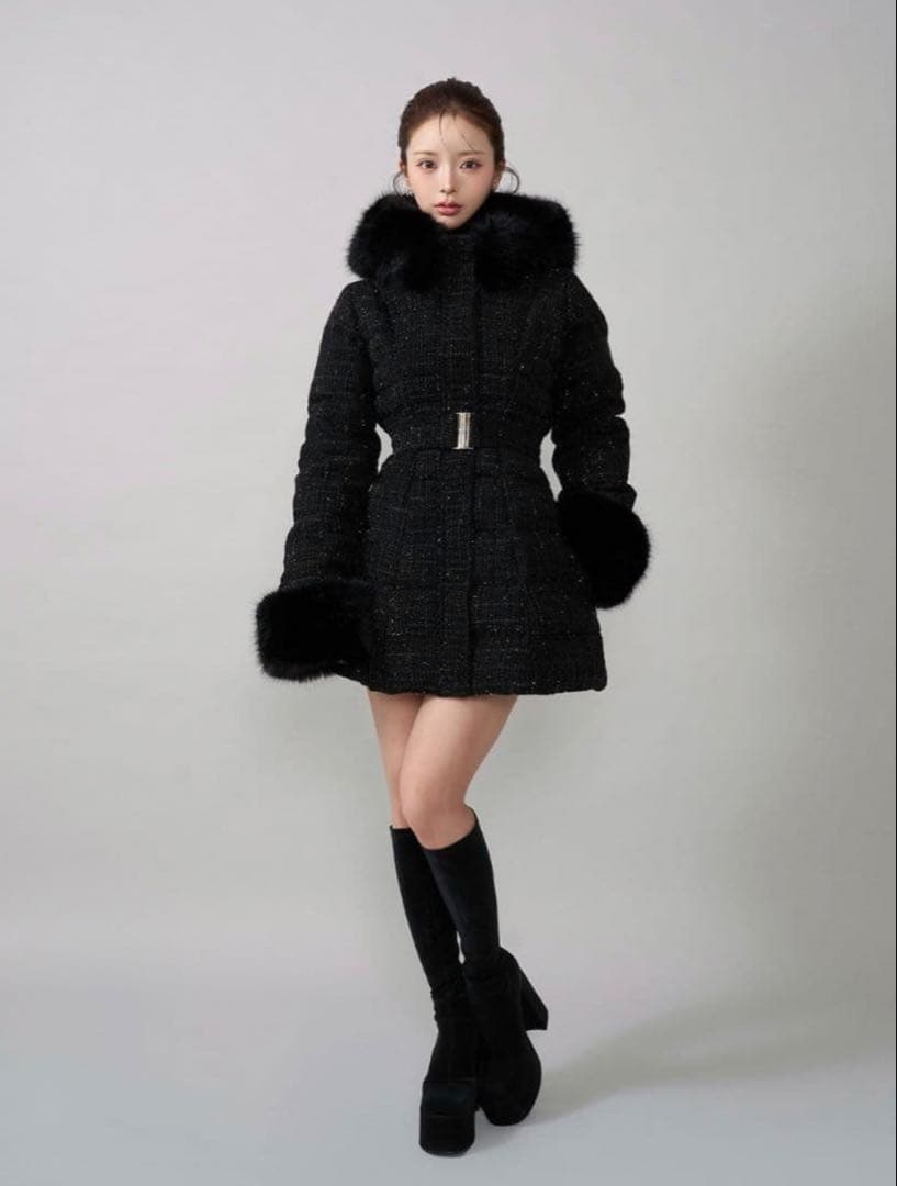 新品 Darich レディミディツイードダウンコートM