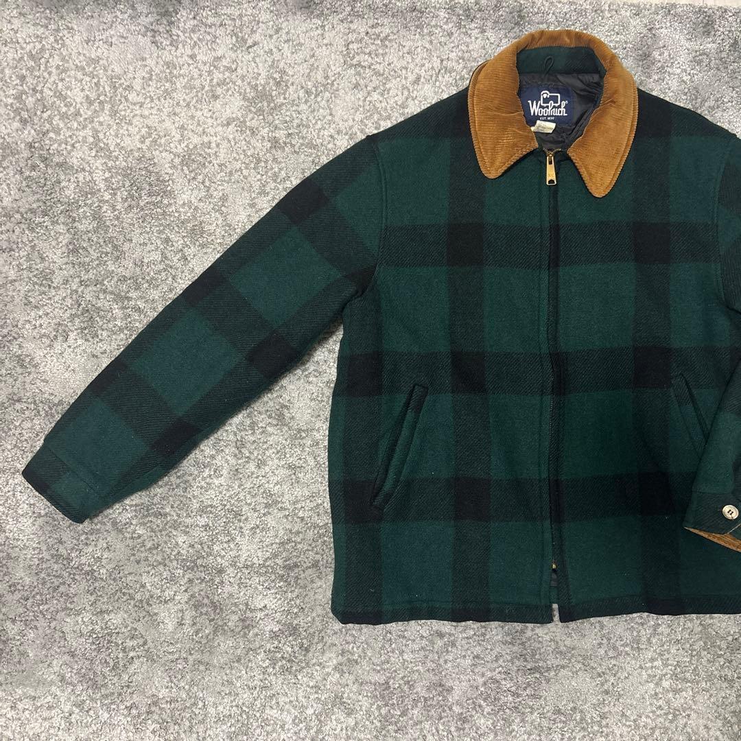 Woolrich ウールジャケット 襟コーデュロイ チェック usa製 80s