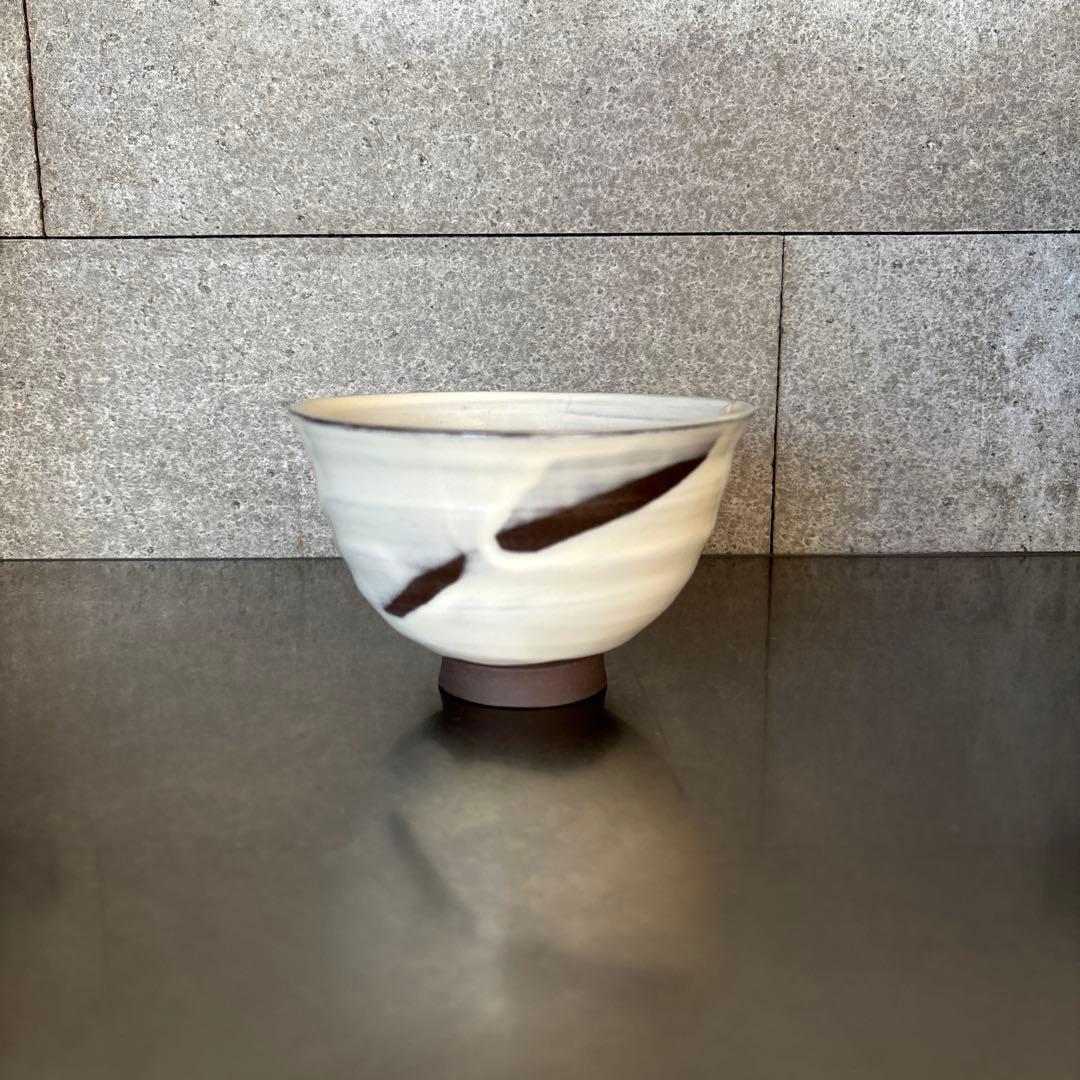 《ほぼ新品》美品【陶葊】京焼　白掛彩草花　色絵付け　陶あん　桜　茶碗