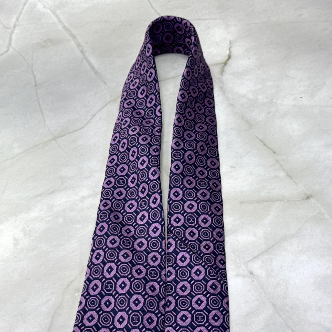 ☆即発 CHANEL ネクタイ ジャガード織 ココマーク 幾何学柄 美品 伊製