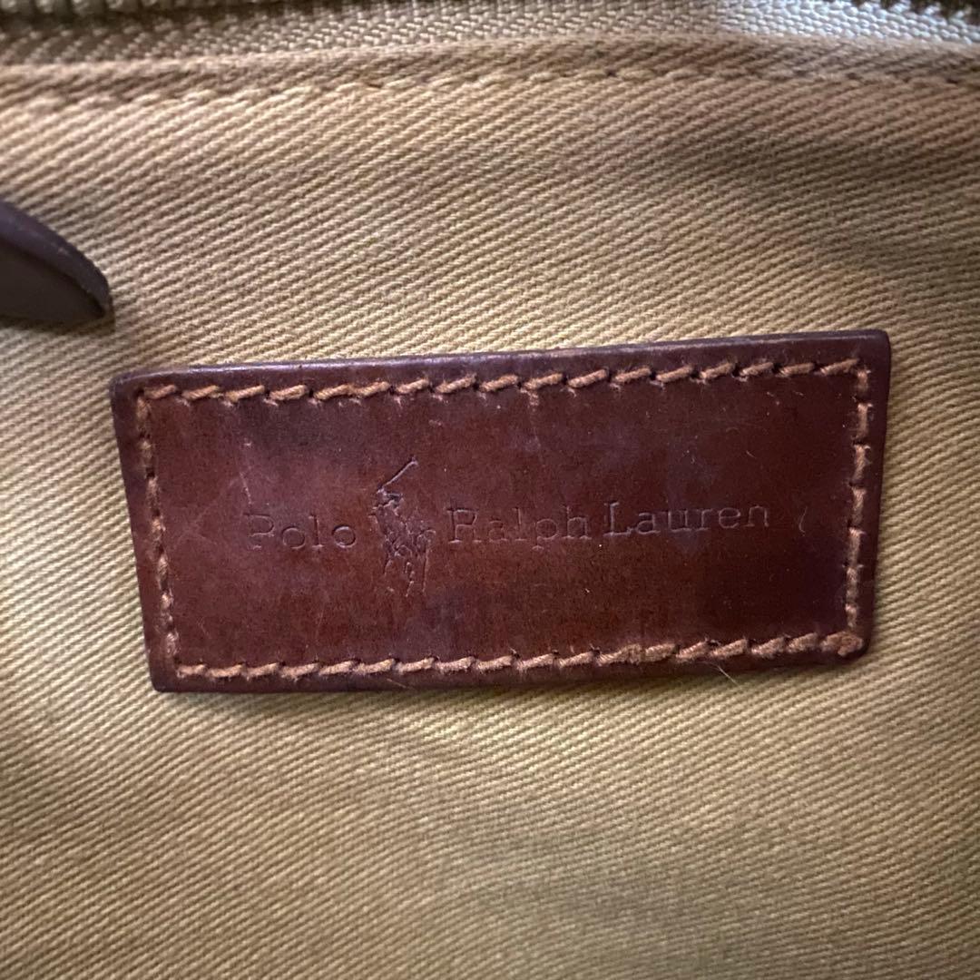 【美品】Polo Ralph Lauren ミニボストン チェック柄 レザー