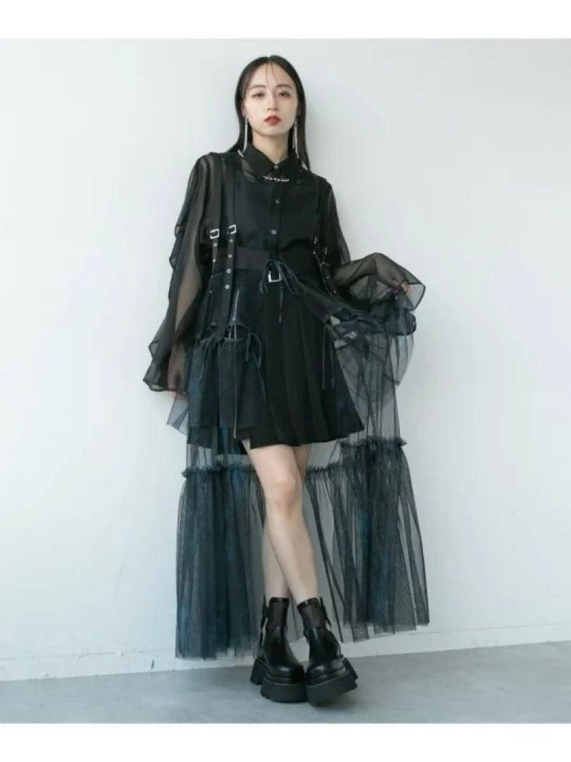 HARE サスツキチュールベルトスカート ブルー