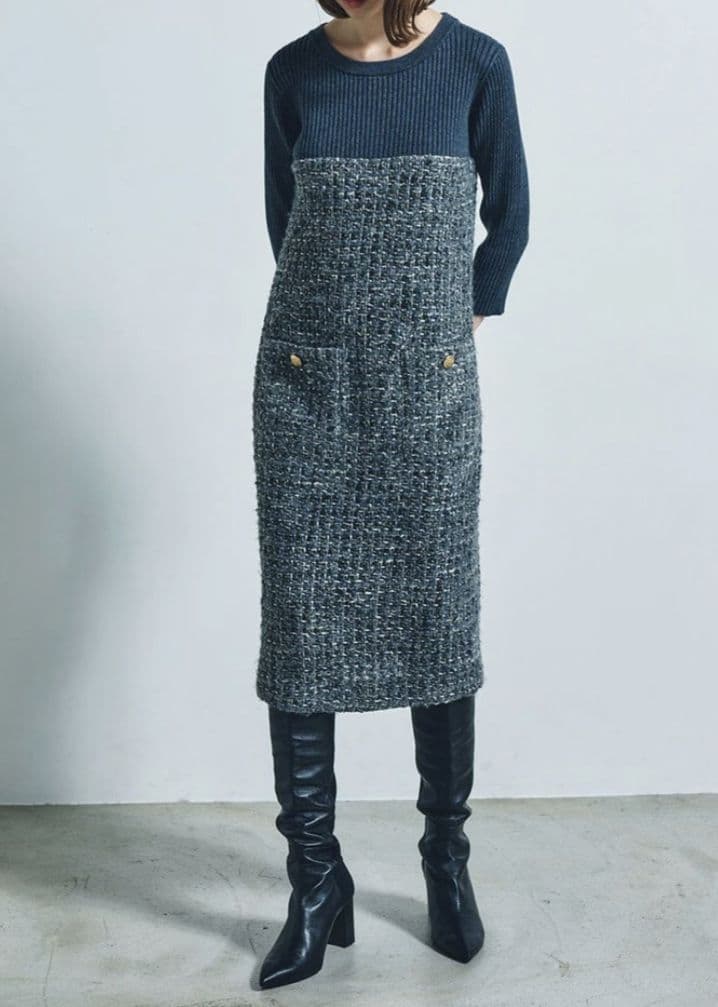 sale★美品★GRACE CONTINENTAL★ニットコンビツイードOP