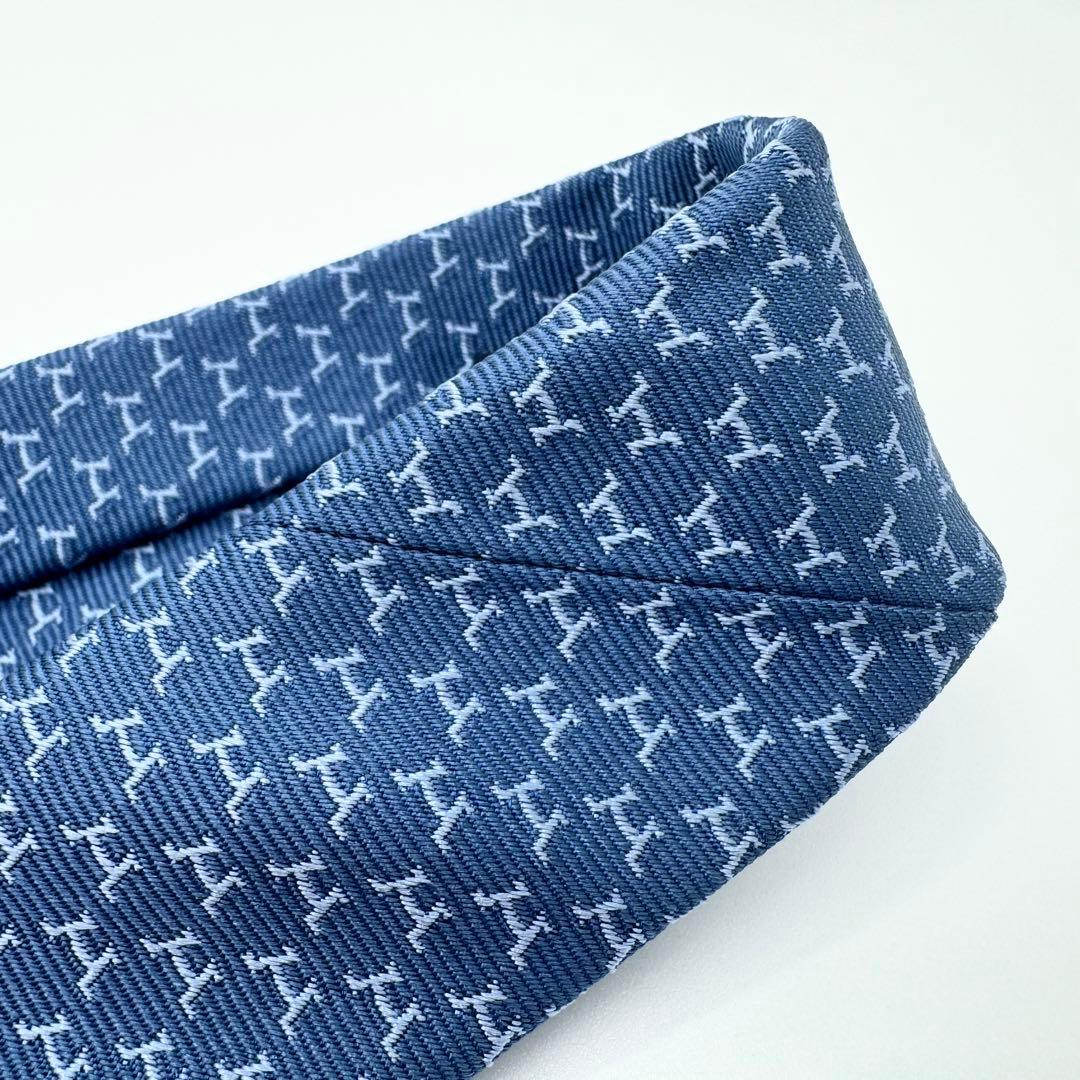 未使用◎エルメス　ネクタイ　シルクツイルタイ　Hパターン　総柄ジャガード　タグ付