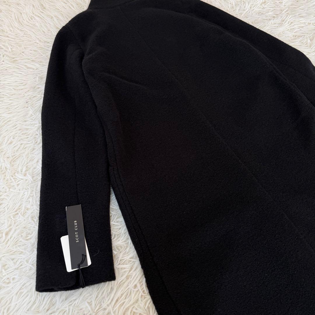 新品タグ付き✨定価2.9万　スコットクラブ　ウール混ロングコート　ブラック　9号