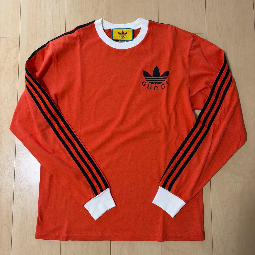 GUCCIアディダス スリーブライン ロンT 長袖Tシャツ オレンジ XS