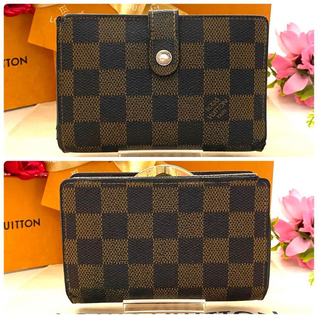 ルイ ヴィトン◎ヴィエノワ ダミエ エベヌ 二つ折り財布 ブラウン 茶色