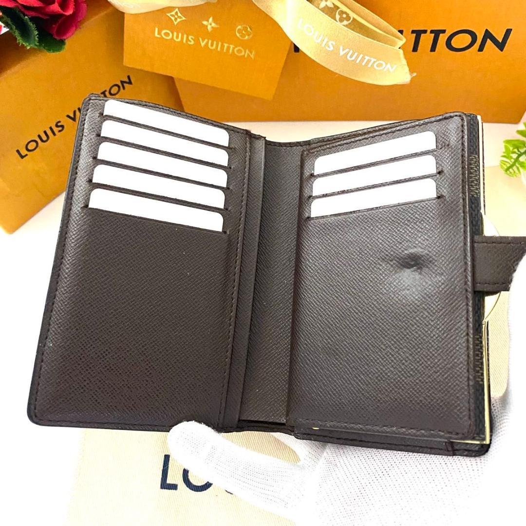 ルイ ヴィトン◎ヴィエノワ ダミエ エベヌ 二つ折り財布 ブラウン 茶色