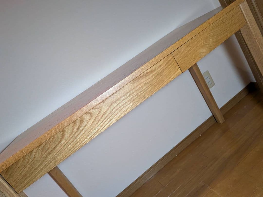 《送料込》無印良品 木製デスク 引出しオーク材 110 事務 学習勉強机テーブル
