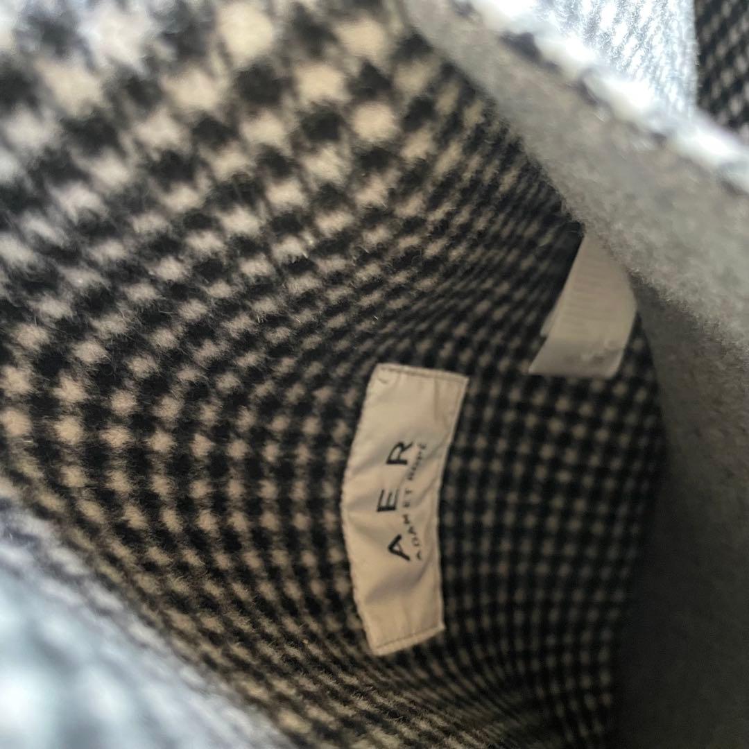 美品　ADAM ET ROPE' CHECKウールリバーコート　ロングコート