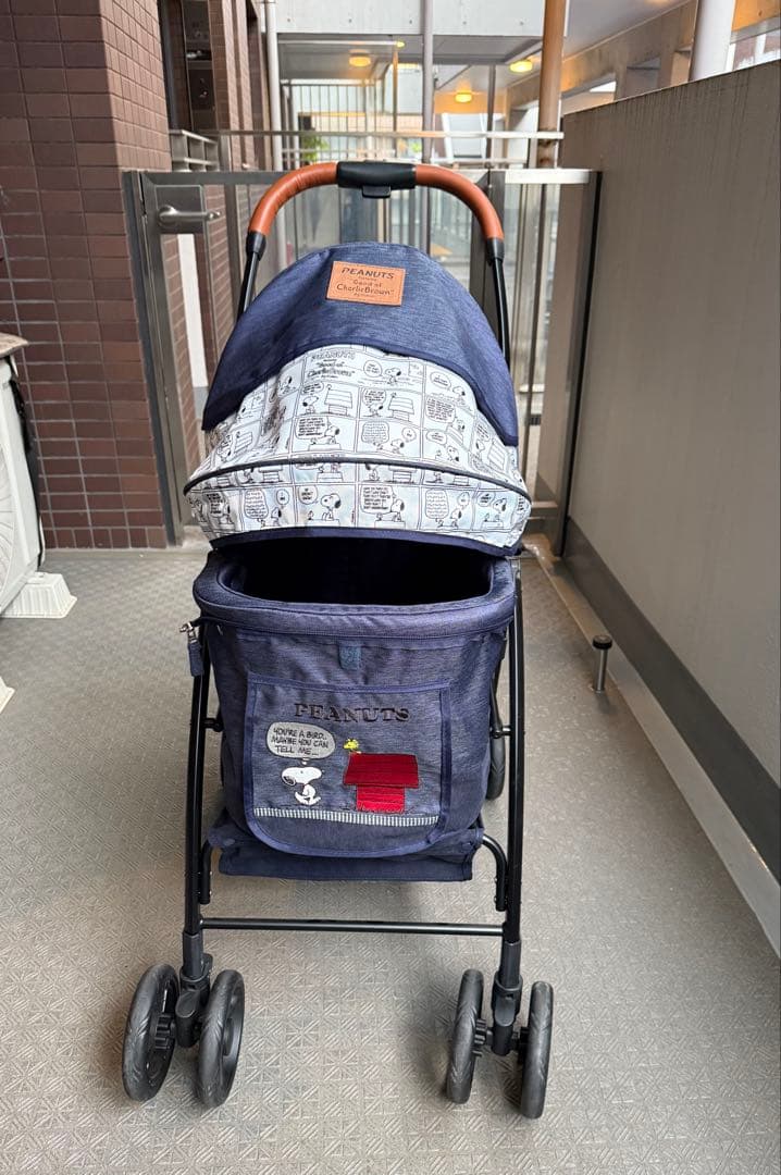 ペットパラダイス　スヌーピー柄 ペットカート ネイビー