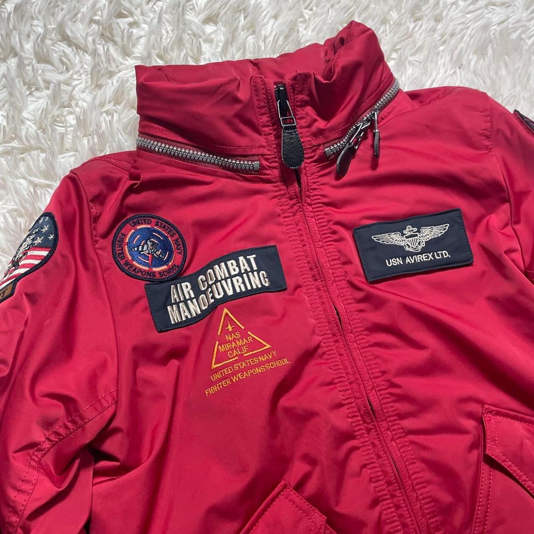 【極美品】 AVIREX トップガン MA-1フライトジャケット レッド M