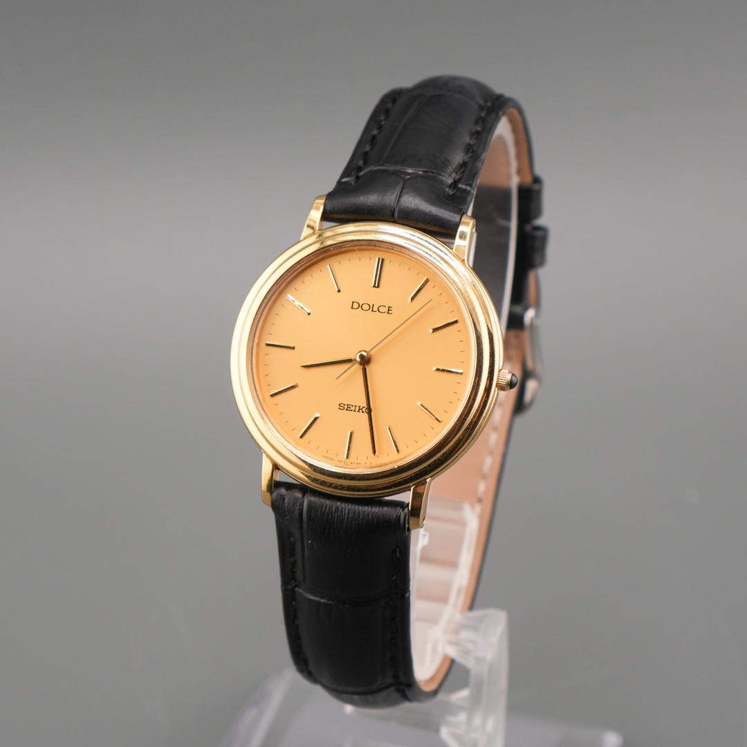 稼働 SEIKO DOLCE ゴールド 腕時計 新品電池 新品ベルト クォーツ