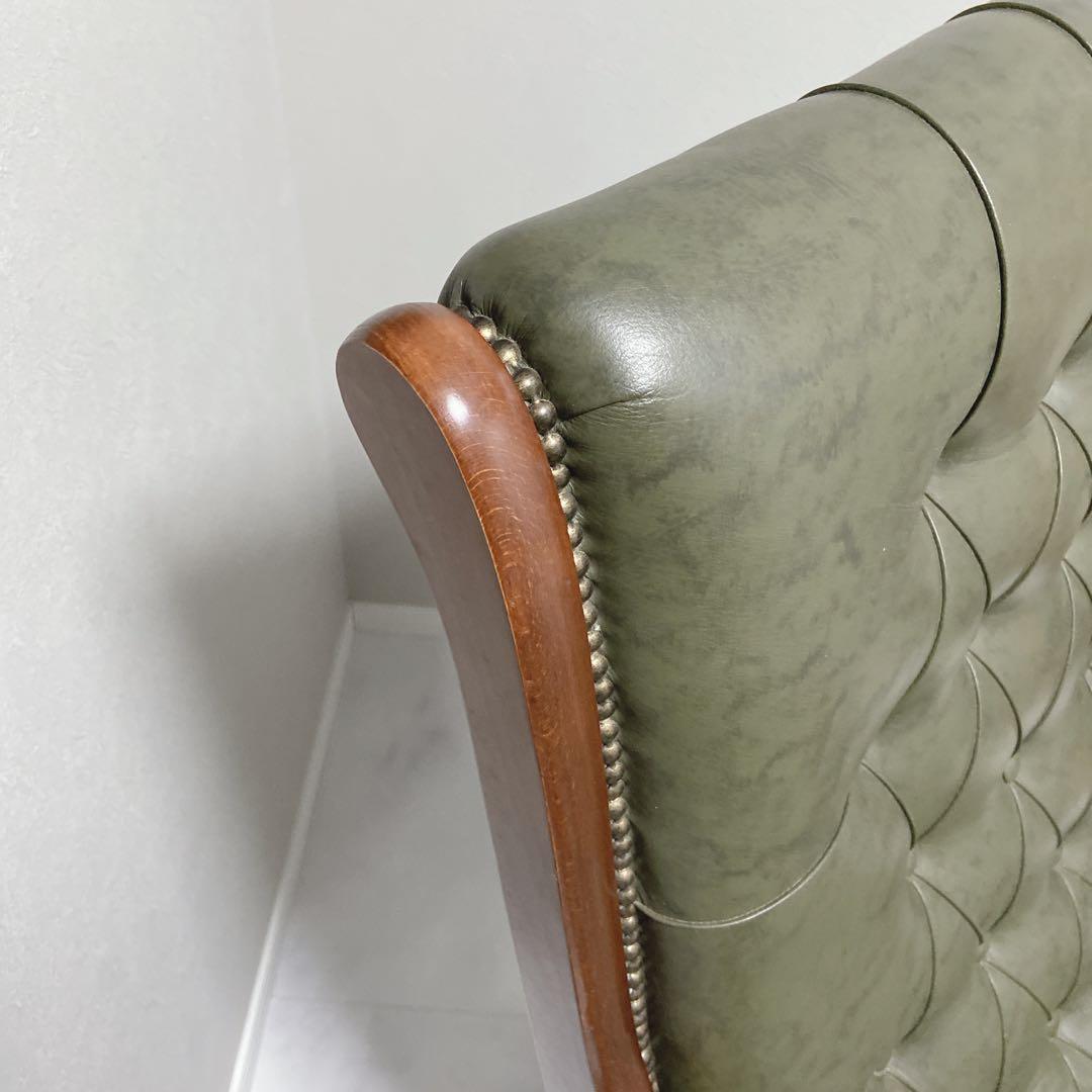 イタリア　本革 ロッキングチェア クラシック チェスターフィールド　1P