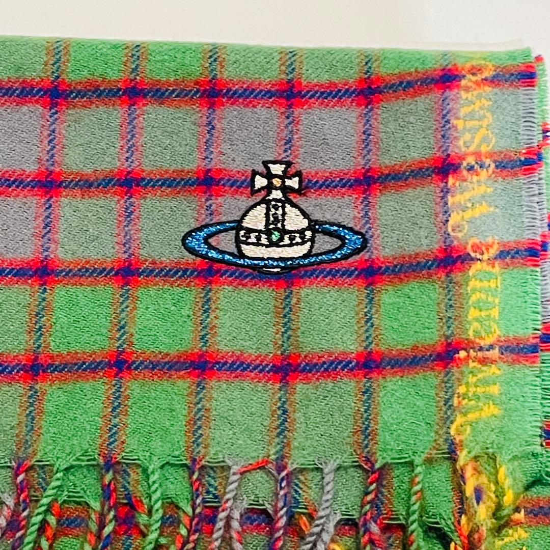 新品未使用　ヴィヴィアンウエストウッド チェックマフラー 緑 ユニセックス