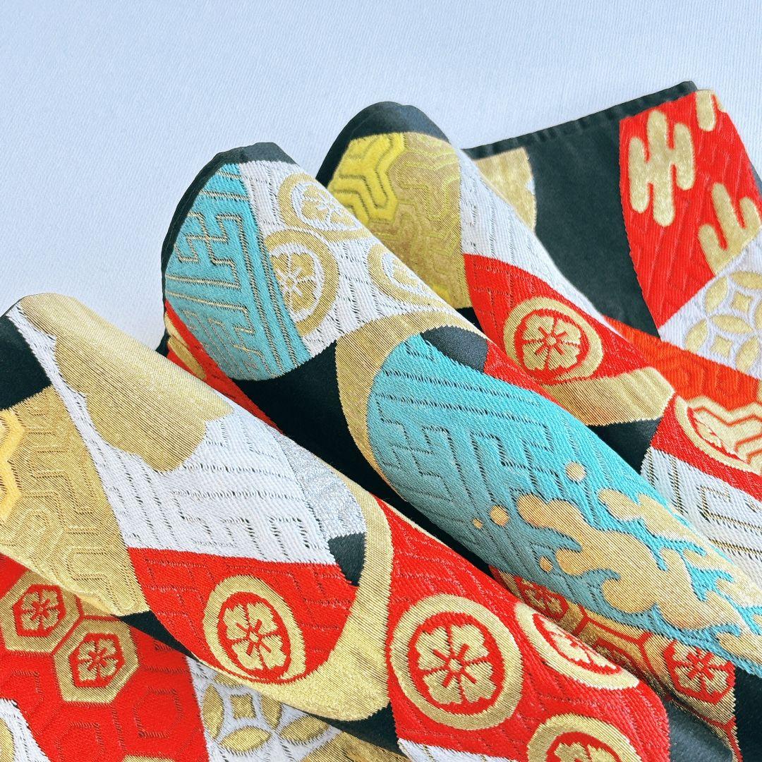 フルセット　七五三　7歳女の子　しぼり柄　鶴　流水　黒袋帯　刺繍　7065