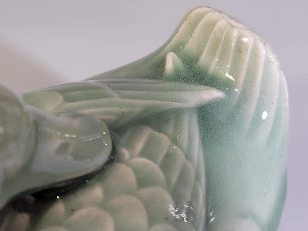 中国 仿古 青磁 鴨 蓋物