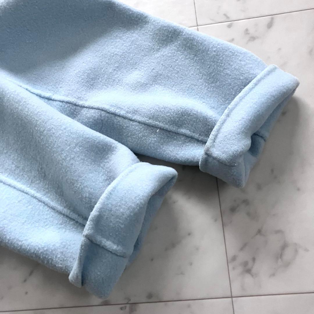 い*ぬ様 美品 ノーク ウールリバーコート ロング ダブル 水色 サイズ1