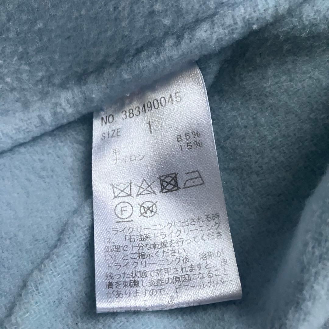 い*ぬ様 美品 ノーク ウールリバーコート ロング ダブル 水色 サイズ1