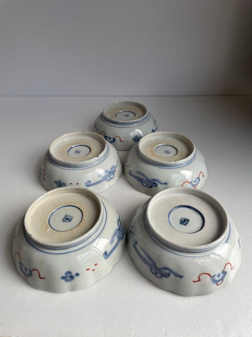 古伊万里 金蘭手柘榴図 なます皿五客　お皿/鉢/ 深鉢/アンティーク　40