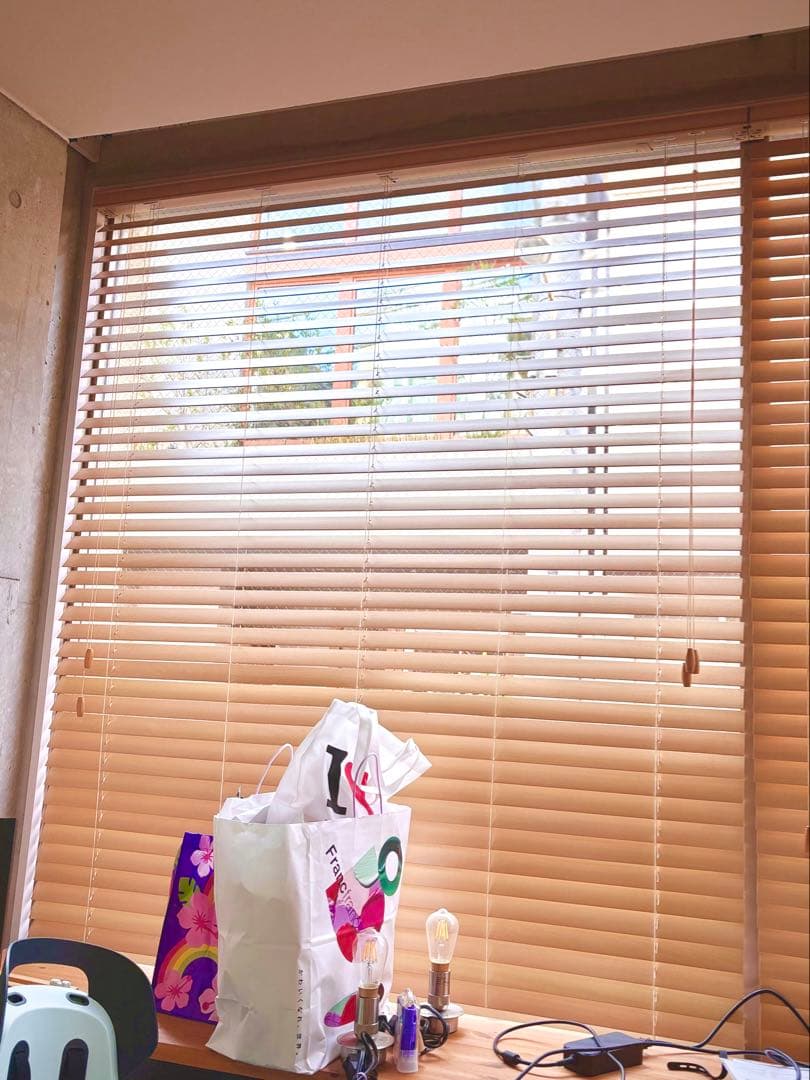 木製ブラインド 幅105cm × 高さ200cm ナチュラル 2個セット