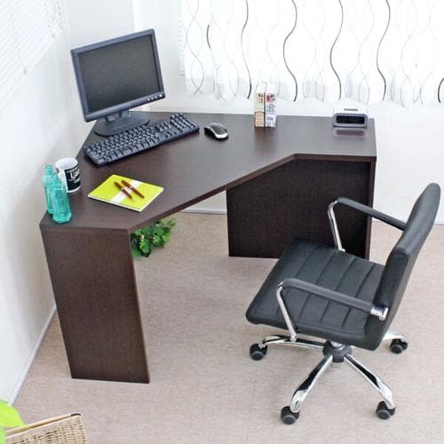 【新品・送料無料】【日本製】パソコンデスク コーナー ハイタイプ ダークブラウン