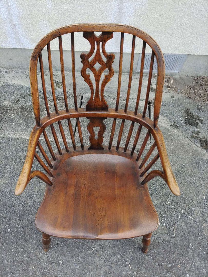 イギリス製 アンティーク椅子 ヴィクトリアン エルム ウインザー 肘掛椅子