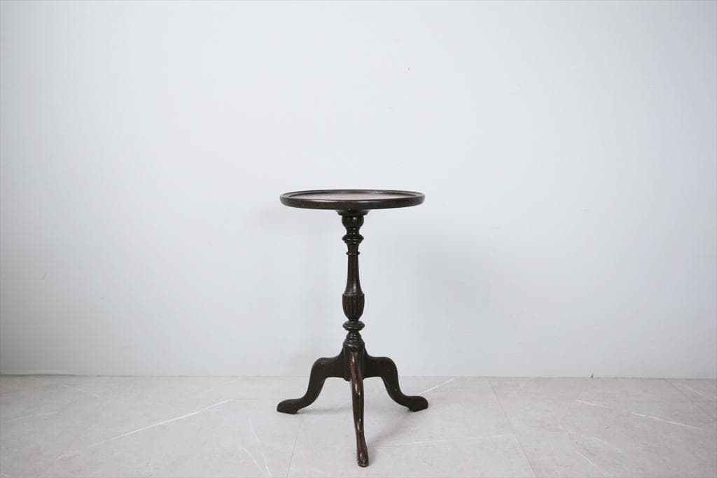 英国アンティーク木製ワインテーブル/サイドテーブル/丸机/飾り棚(89-67-2