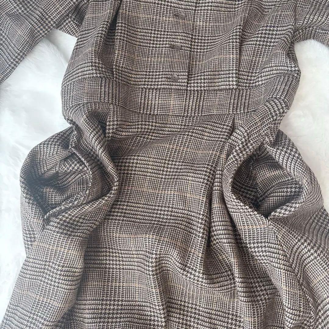【極美品】 foufou グレンチェックラウンドカラーワンピース サイズ1 M