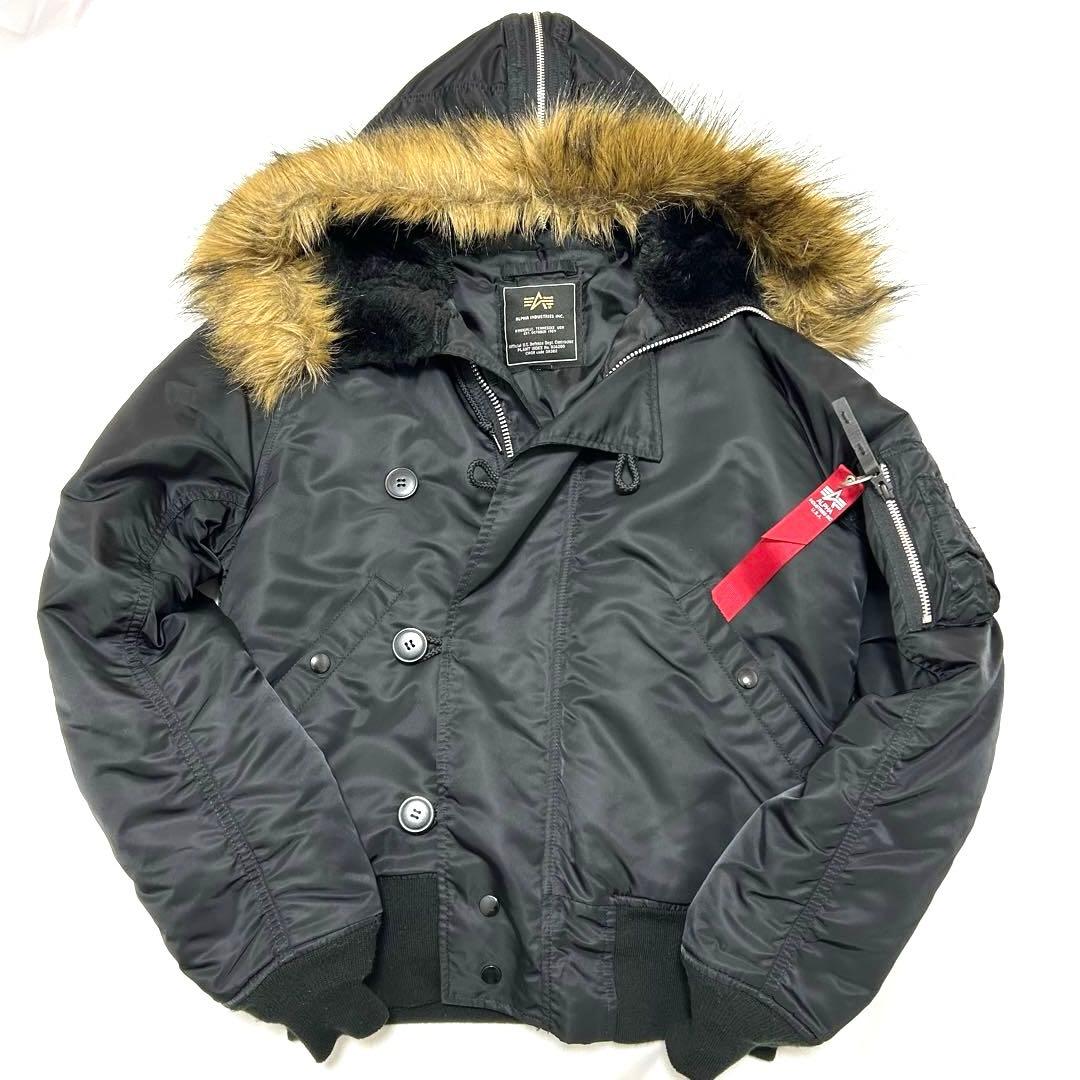 【美品】ALPHAアルファ N-2B 短丈 フライトジャケット ブラック M